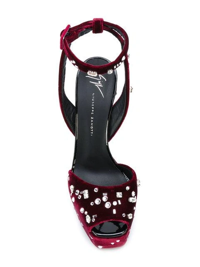 Shop Giuseppe Zanotti Dazzling Betty Platform Sandals In Red