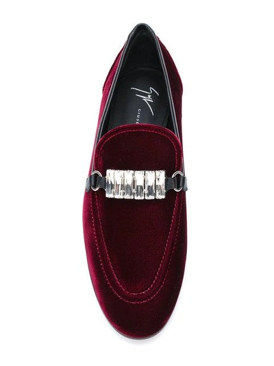 Shop Giuseppe Zanotti Clover Loafers In Red
