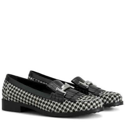 Shop Tod's Effect Leather In White/black