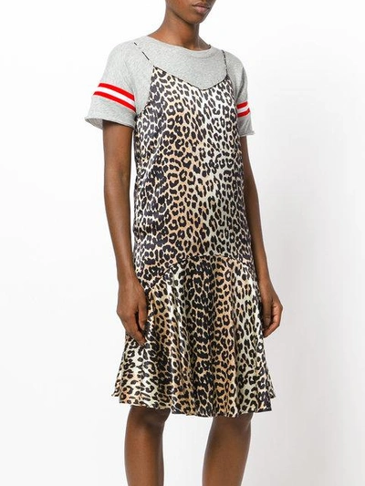 Shop Ganni Leopard Print Flared Dress