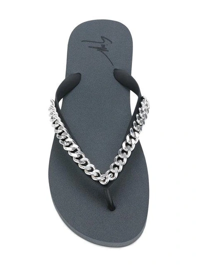 Shop Giuseppe Zanotti Florida Chain Flip-flops In Black