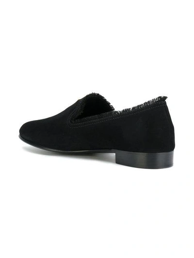Shop Giuseppe Zanotti Design Signature Frayed Slippers - Black
