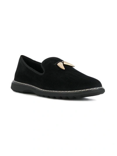 Shop Giuseppe Zanotti Design Stew Shark Tooth Loafers - Black