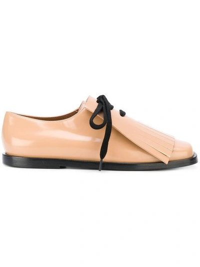 Shop Marni Fringed Lace-up Loafers