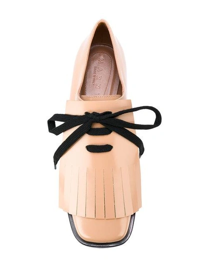 Shop Marni Fringed Lace-up Loafers