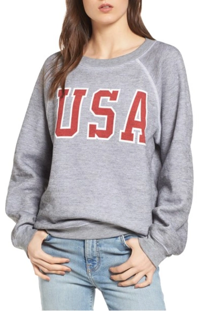 Wildfox Baggy Beach Jumper - Usa Pullover In Heather Grey