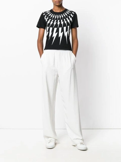 Neil Barrett Black Fairisle Thunderbolt T-shirt