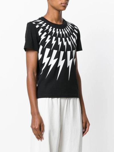 Neil Barrett Black Fairisle Thunderbolt T-shirt