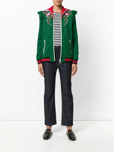 Shop Gucci Embroidered Technical Jersey Jacket