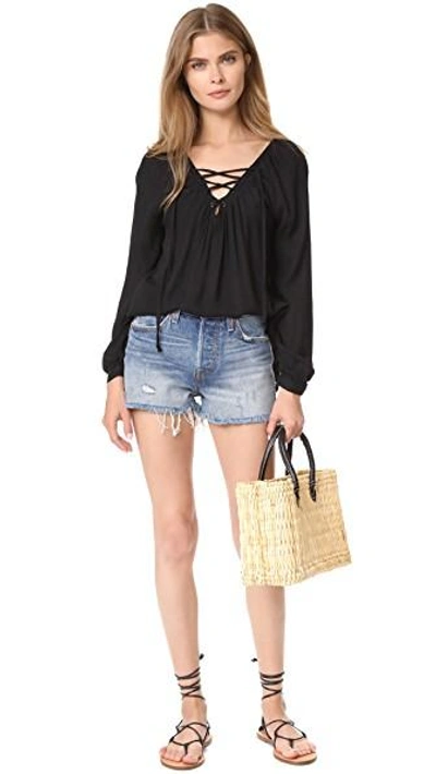Shop Bb Dakota Boothe Lace Up Top In Black