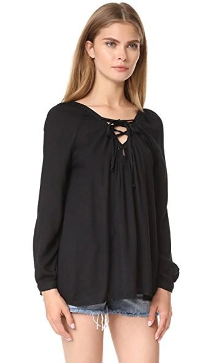 Shop Bb Dakota Boothe Lace Up Top In Black