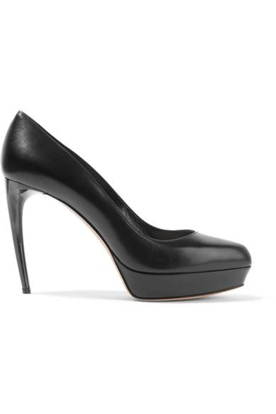 Shop Alexander Mcqueen Leather Platform Pumps In Black