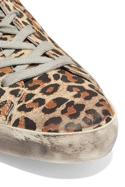 Shop Golden Goose Super Star Glittered Leopard-print Leather Sneakers