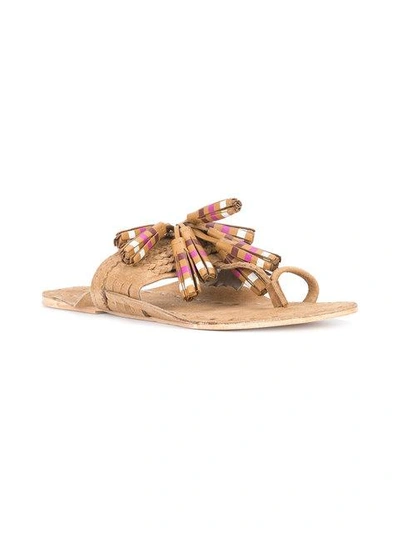 Shop Figue Striped Tassel Scaramouche Sandals