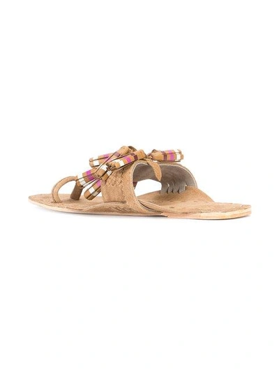 Shop Figue Striped Tassel Scaramouche Sandals