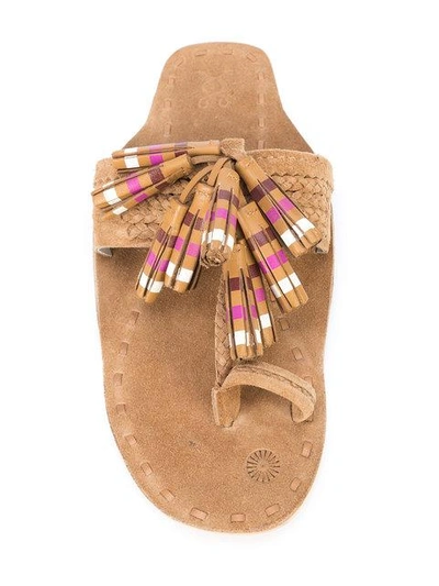 Shop Figue Striped Tassel Scaramouche Sandals