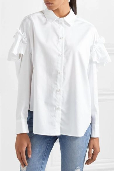 Shop Sjyp Cutout Ruffled Cotton-poplin Shirt