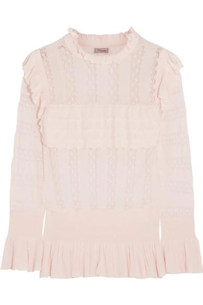 Shop Temperley London Cypre Ruffled Pointelle-knit Sweater