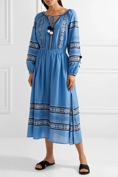 Loveshackfancy Isla Embroidered Cotton-voile Midi Dress | ModeSens