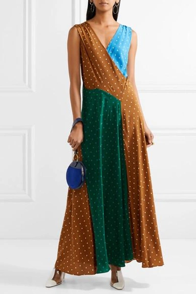 Shop Diane Von Furstenberg Cutout Polka-dot Silk Crepe De Chine Maxi Dress