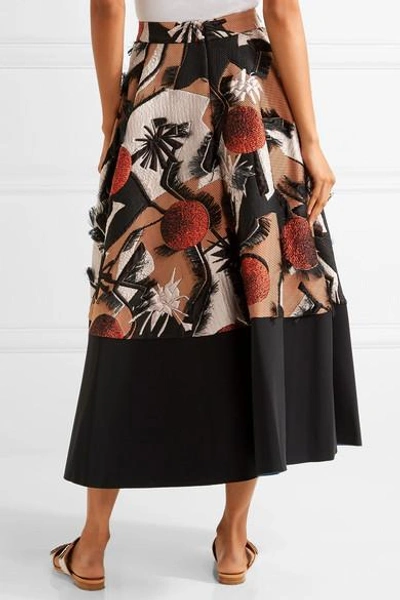 Shop Roksanda Fringed Appliquéd Silk-blend Midi Skirt