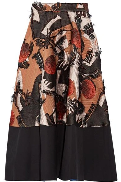 Shop Roksanda Fringed Appliquéd Silk-blend Midi Skirt