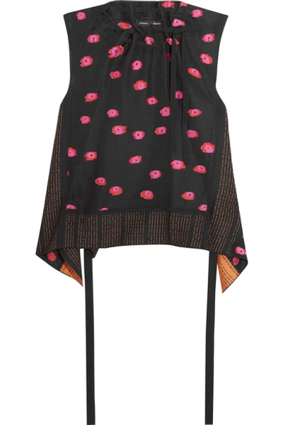 Proenza Schouler Fil Coup&eacute; Ikat Dot Sleeveless Tie-back Top, Multicolor In Black-multi