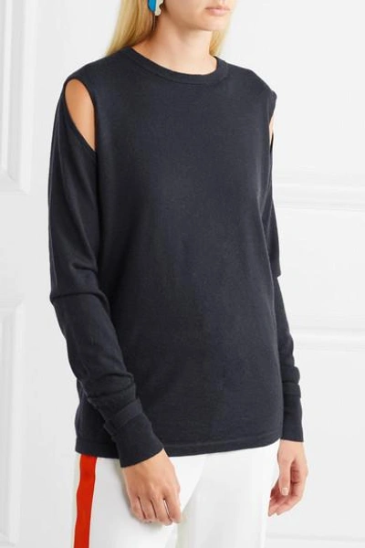 Shop Dion Lee Cutout Cashmere Sweater In Navy