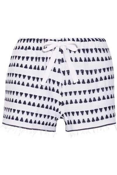 Shop Lemlem Yeshi Cotton-blend Gauze Shorts In Midnight Blue