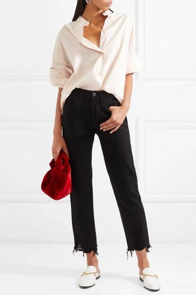 Shop 3x1 W3 Higher Ground Cropped High-rise Straight-leg Jeans In Black
