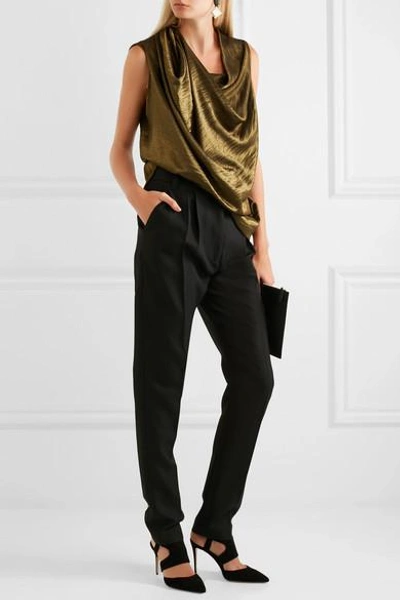 Shop Vivienne Westwood Anglomania Duo Draped Metallic Jersey Top In Gold