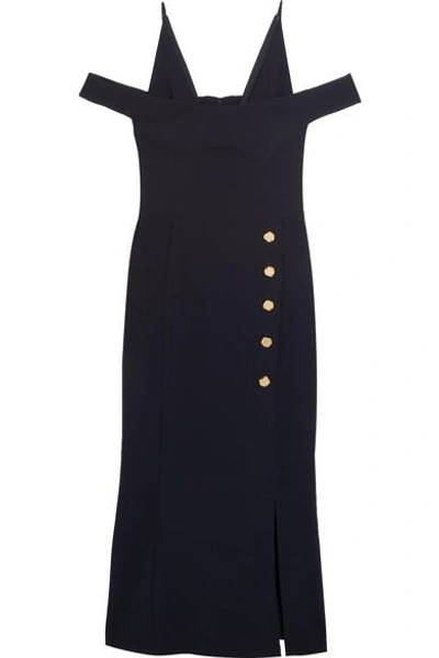 Shop Rebecca Vallance Beltrán Cold-shoulder Crepe Midi Dress In Uk6