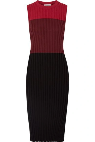Shop Altuzarra Mariana Color-block Ribbed Stretch-knit Midi Dress