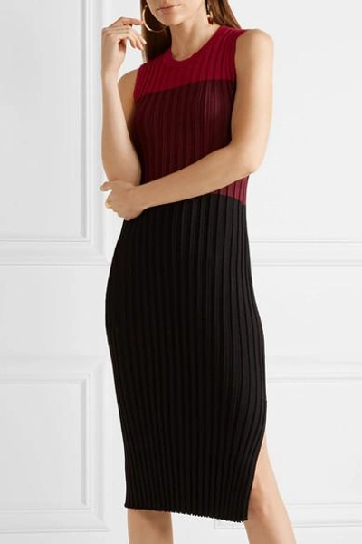 Shop Altuzarra Mariana Color-block Ribbed Stretch-knit Midi Dress