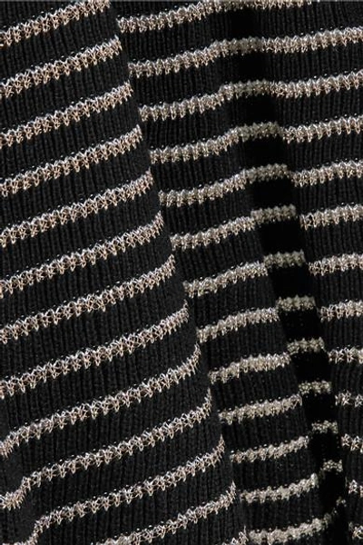 Shop Sonia Rykiel Metallic Striped Cotton-blend Midi Skirt In Black