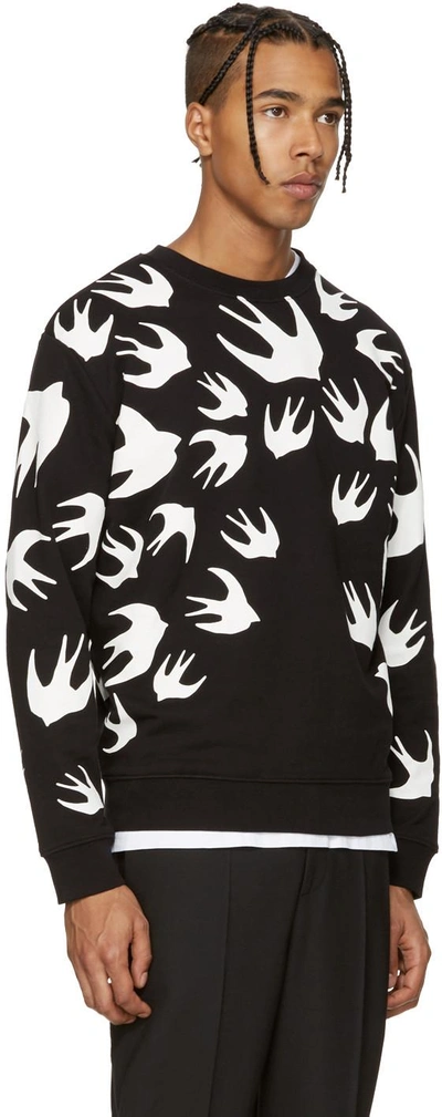 Shop Mcq By Alexander Mcqueen Mcq Alexander Mcqueen Black And White Swallows Clean Sweatshirt In 1000 - Darkest Black