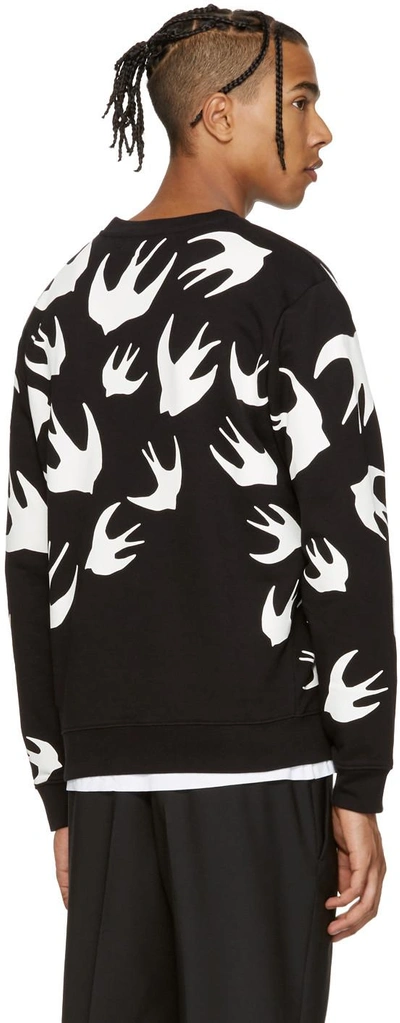 Shop Mcq By Alexander Mcqueen Mcq Alexander Mcqueen Black And White Swallows Clean Sweatshirt In 1000 - Darkest Black