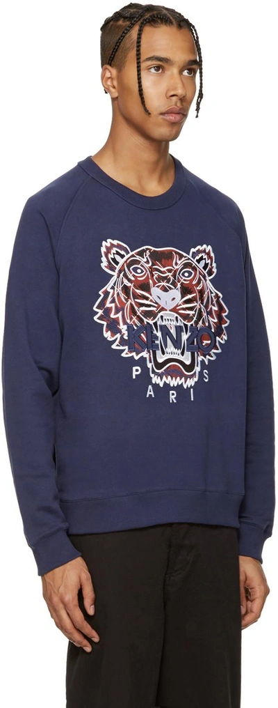 Shop Kenzo Navy Tiger Sweatshirt In 78 Ink