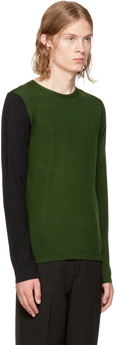 Shop Marni Green & Black Colourblocked Jumper