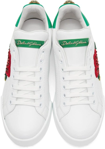 Shop Dolce & Gabbana White Embroidered Floral Sneakers