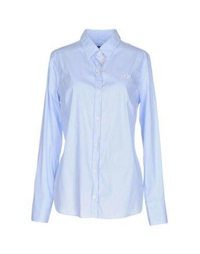 Fred Perry Striped Shirt In Sky Blue