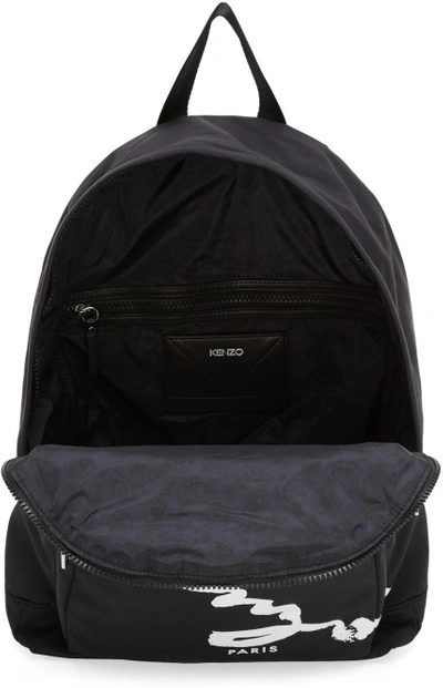 Shop Kenzo Black Signature Logo Backpack