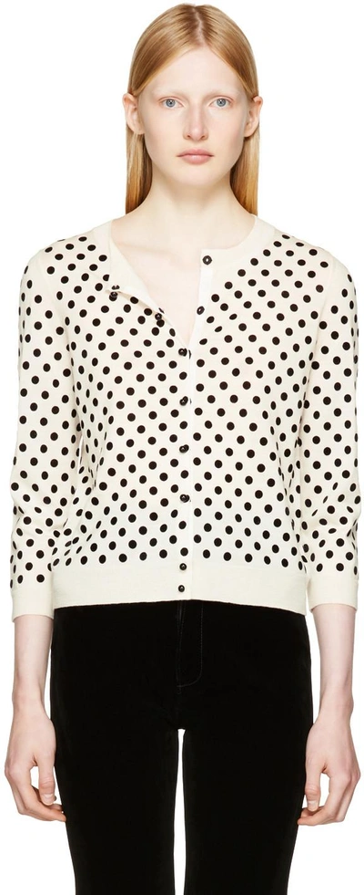 Shop Marc Jacobs Ivory Polka Dot Cardigan In 111 Ivory