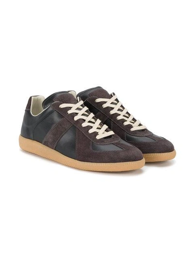 Maison Margiela Brown Replica Suede Leather Sneakers In Black | ModeSens