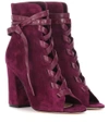 GIANVITO ROSSI BROOKLYN OPEN-TOE SUEDE ANKLE BOOTS,P00266391