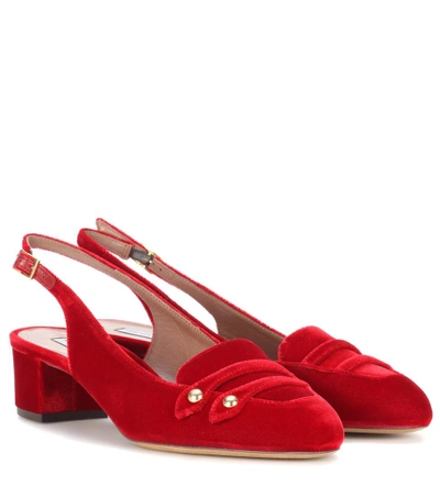 Tabitha Simmons Exclusive To Mytheresa.com - Ines Velvet Sling-back Pumps In Red