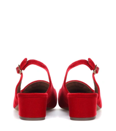 Shop Tabitha Simmons Exclusive To Mytheresa.com - Ines Velvet Sling-back Pumps In Red
