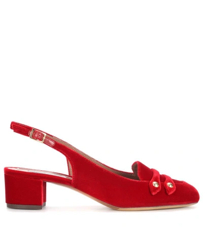 Shop Tabitha Simmons Exclusive To Mytheresa.com - Ines Velvet Sling-back Pumps In Red