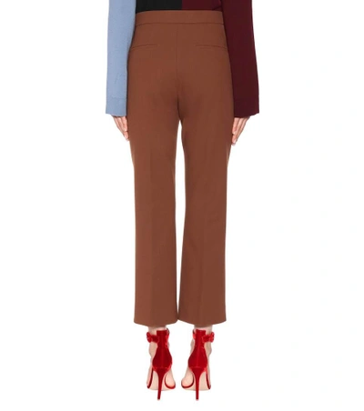 Shop Marni Cropped Wool Trousers In Brown