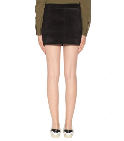 Shop Saint Laurent Suede Mini Skirt In Black